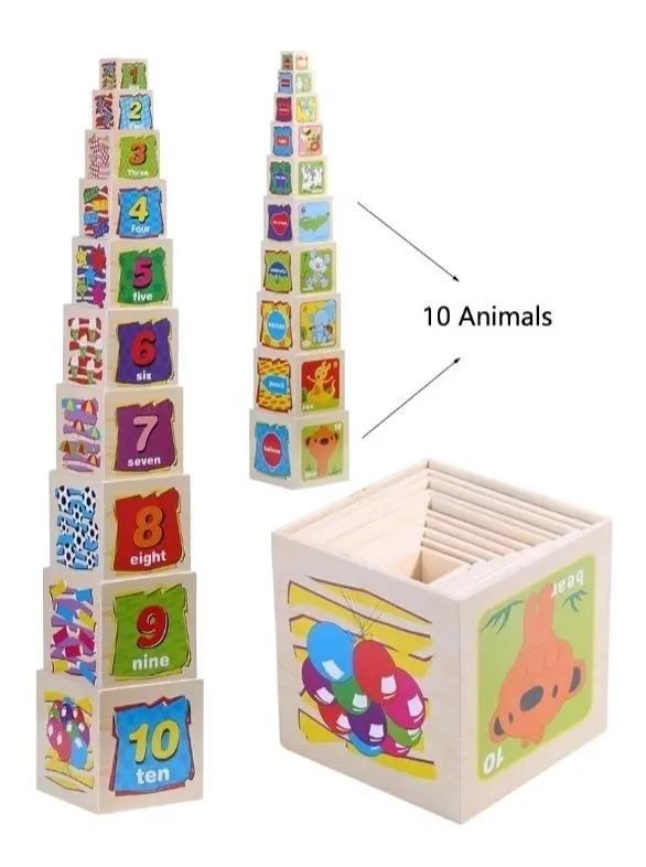 CUBOS APILABLES DE MADERA DIDACTICOS PARA NIÑOS - 2