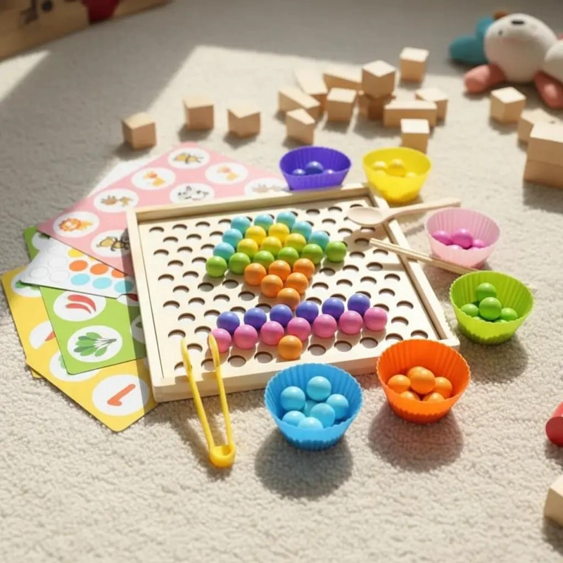 JUEGO DIDACTICO SENSORIAL DE MADERA PARA MOTRICIDAD FINA - 3