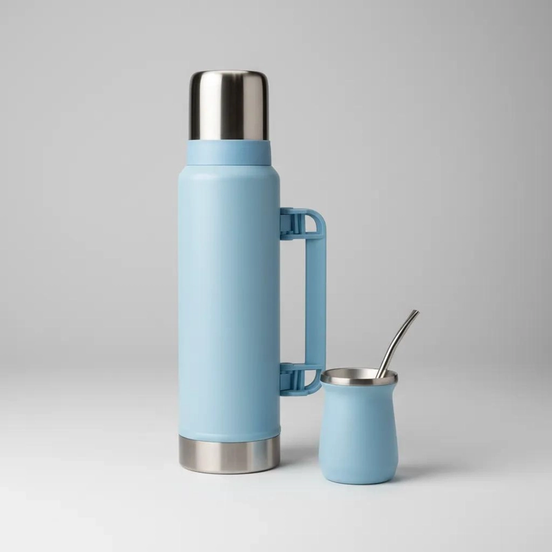 SET TERMO 1,2L CON MATE 160ML Y BOMBILLA ACERO INOXIDABLE - 1