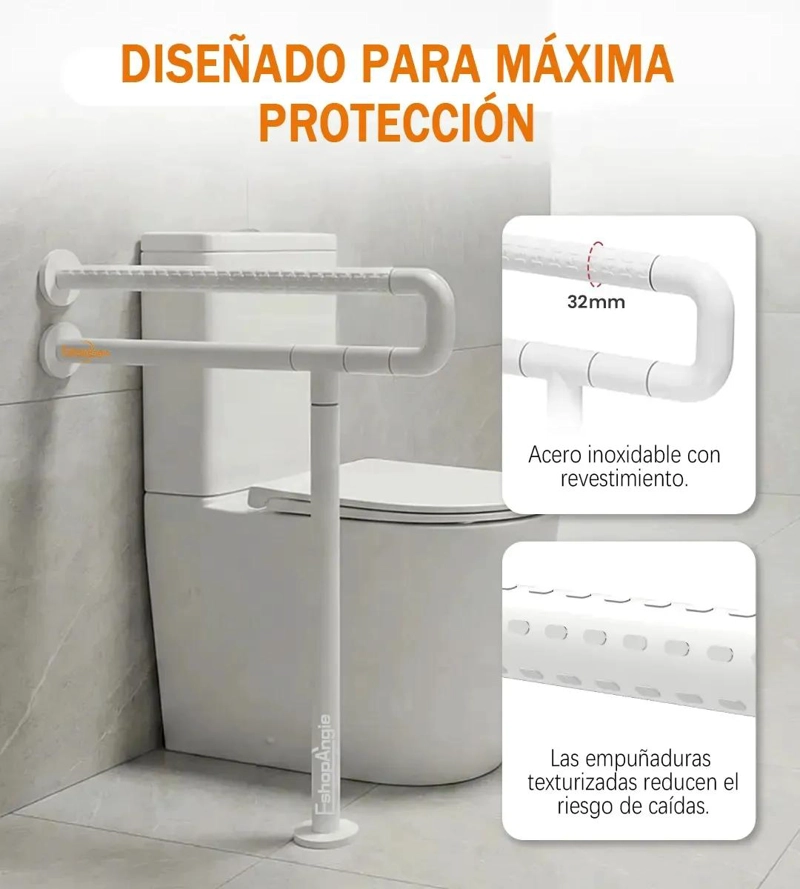 BARRA DE SEGURIDAD PARA BAÑO EN ACERO INOXIDABLE - 2