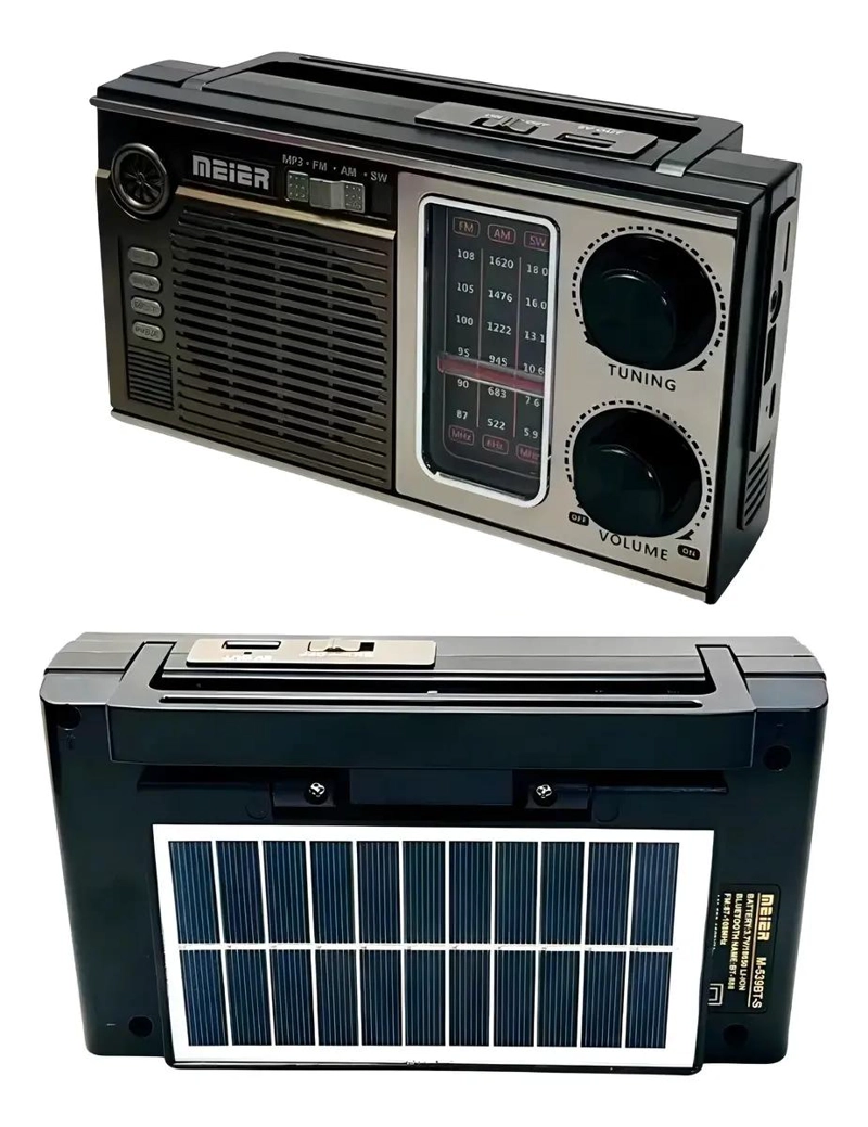 RADIO VINTAGE ESTILO ANTIGUO CON PANEL SOLAR Y LUZ - 2