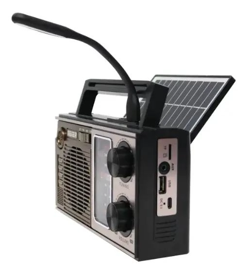 RADIO VINTAGE ESTILO ANTIGUO CON PANEL SOLAR Y LUZ - 3