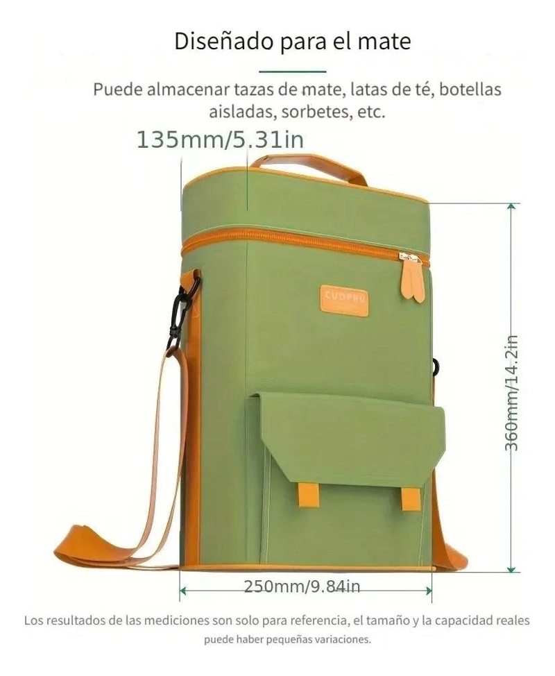 BOLSO MATERO ORGANIZADOR PARA TERMO, MATE Y LATA DE TE - 2