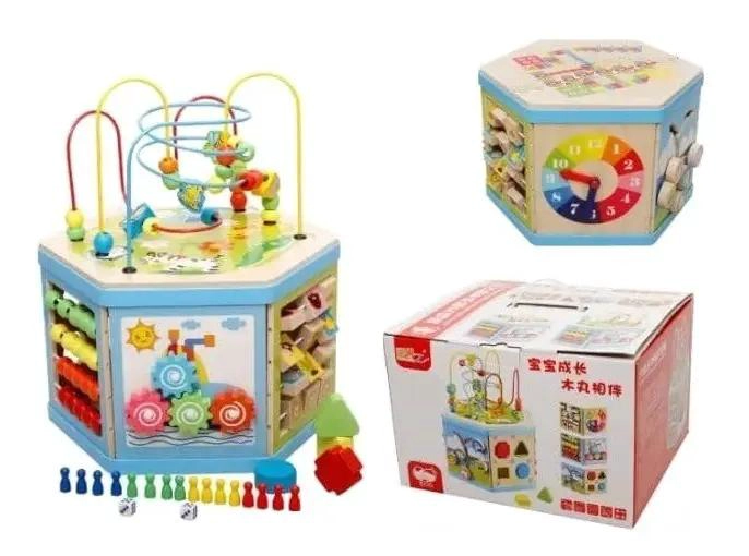 CUBO EDUCATIVO DE MADERA CON 6 LADOS PARA NIÑOS - 1