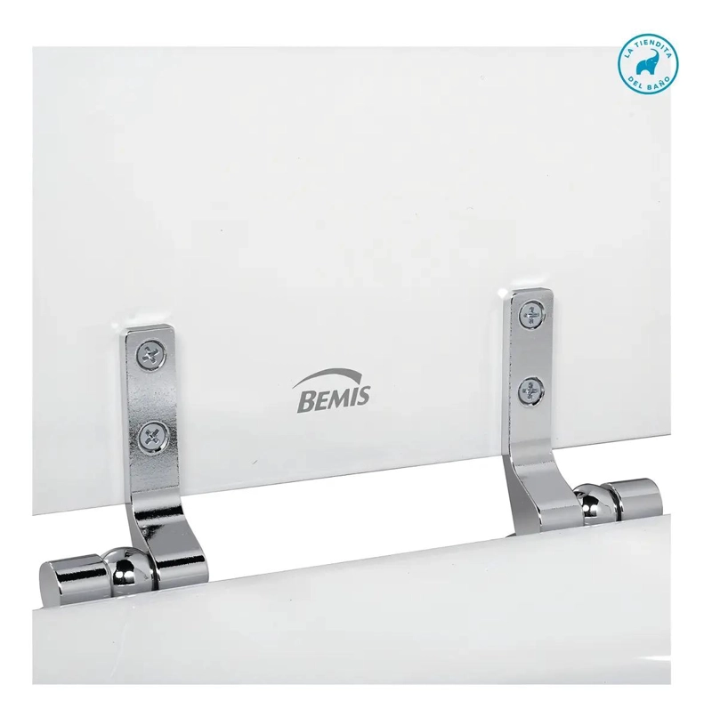 TAPA WC REDONDA DE MADERA BLANCA CON BISAGRA METALICA - 3