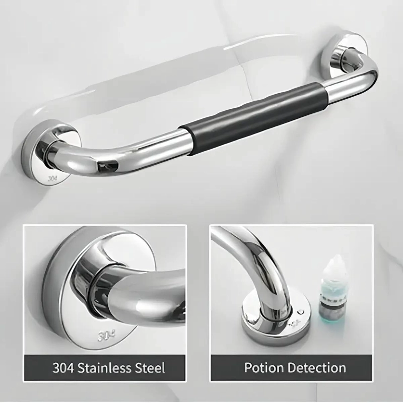 AGARRADERA RECTA PARA BAÑO COLOR NEGRO INOXIDABLE - 2