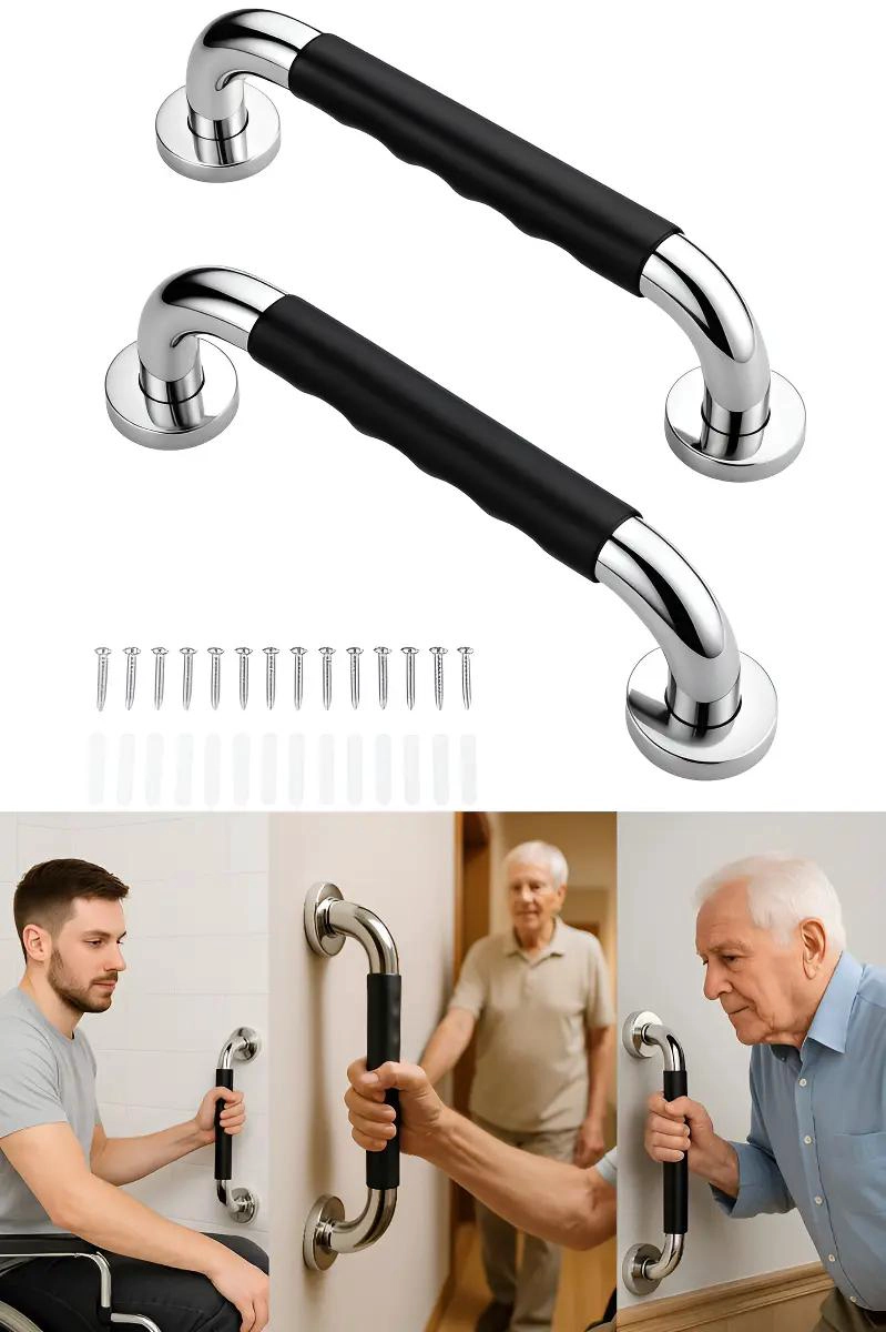 PACK 2 BARRAS DE SEGURIDAD PARA BAÑO CON PASAMANOS - 1