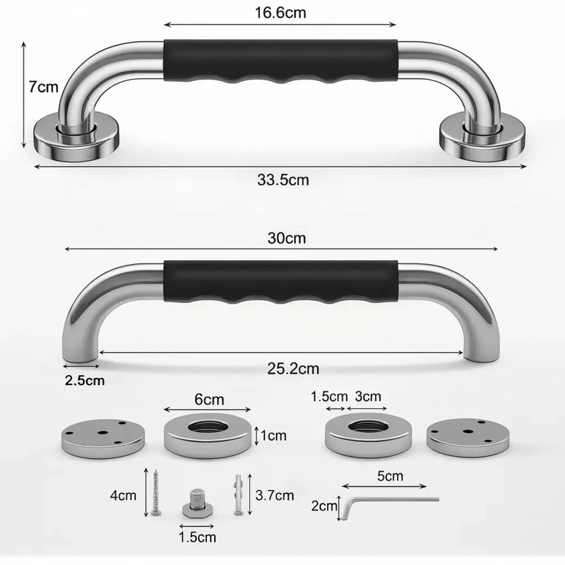 PACK 2 BARRAS DE SEGURIDAD PARA BAÑO CON PASAMANOS - 4