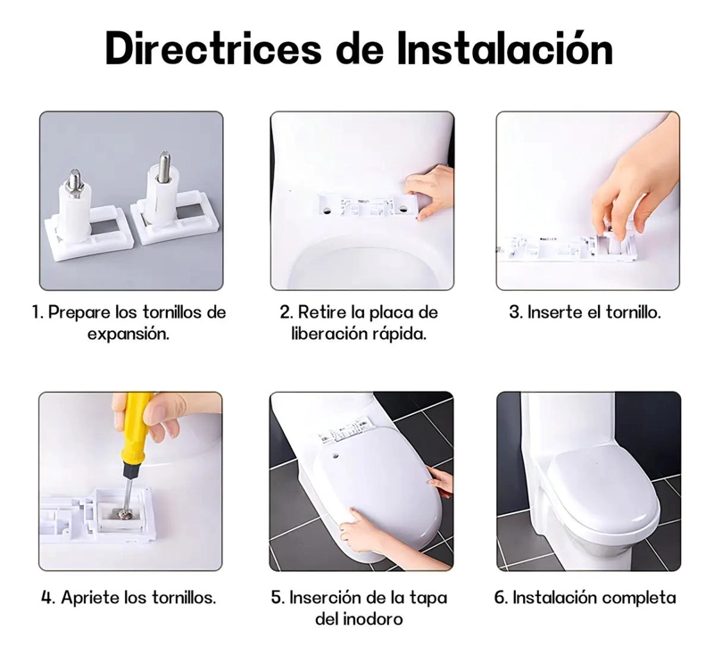 ASIENTO DE INODORO CON TAPA Y INSTALACION RAPIDA - 3