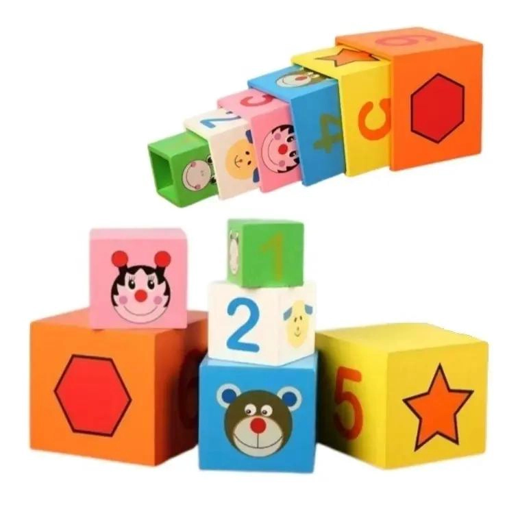 JUGUETE DIDACTICO TORRE DE MADERA CON CUBOS PARA ENCAJE - 2