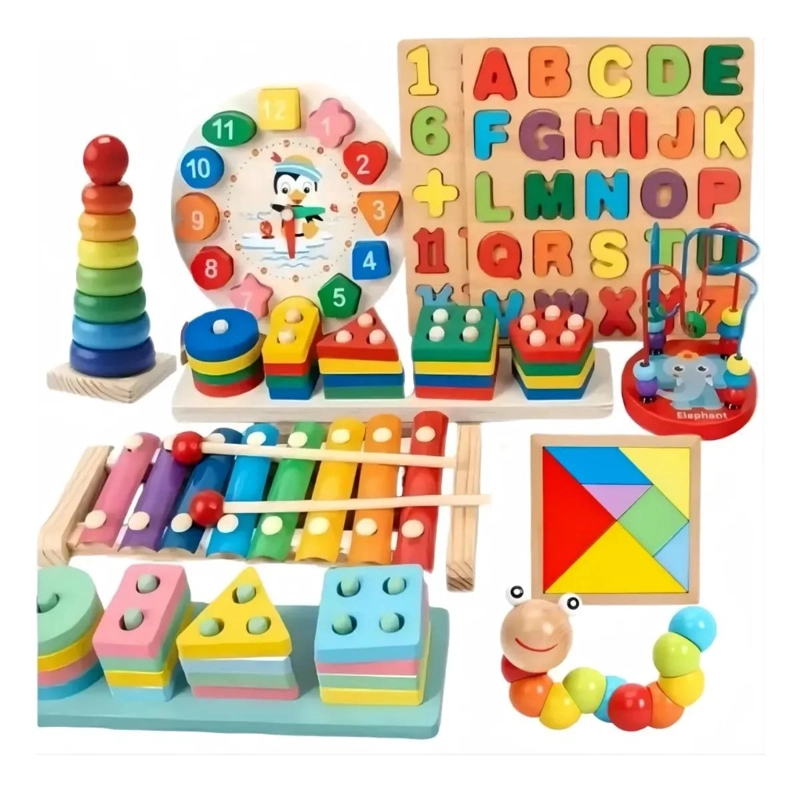PACK 10 JUGUETES DIDACTICOS DE MADERA MONTESSORI - 1