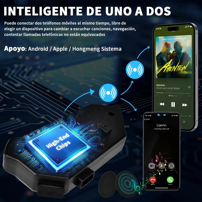 AURICULARES BLUETOOTH PARA MOTO CON INTERCOMUNICADOR - 3