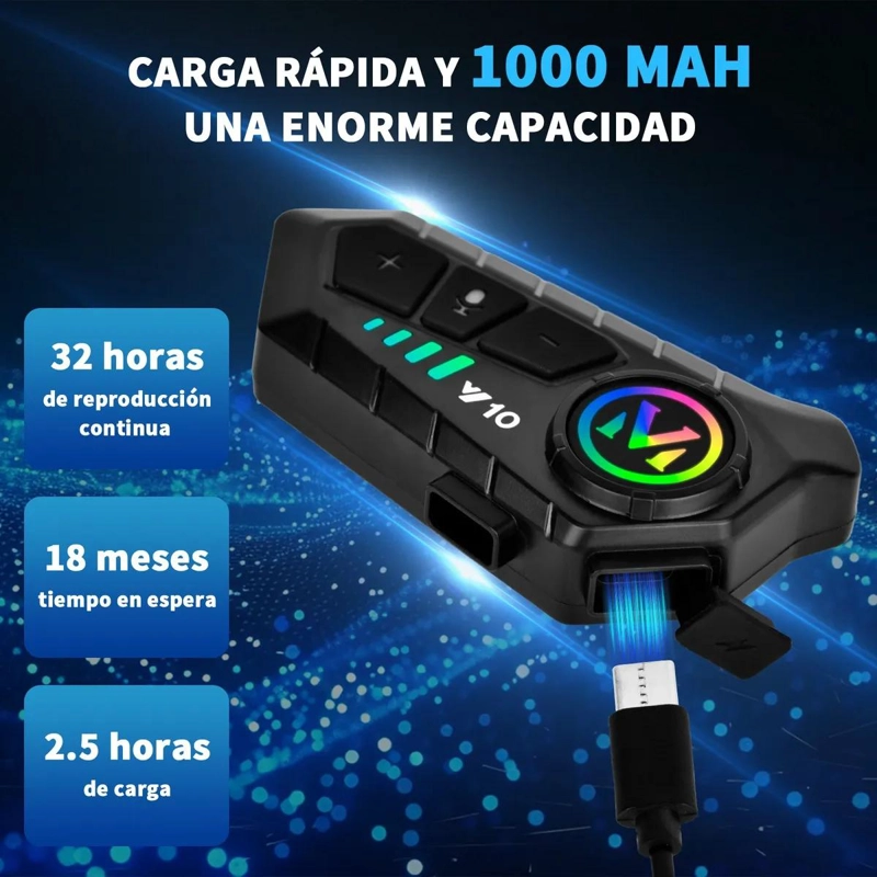 AURICULARES BLUETOOTH PARA MOTO CON INTERCOMUNICADOR - 4