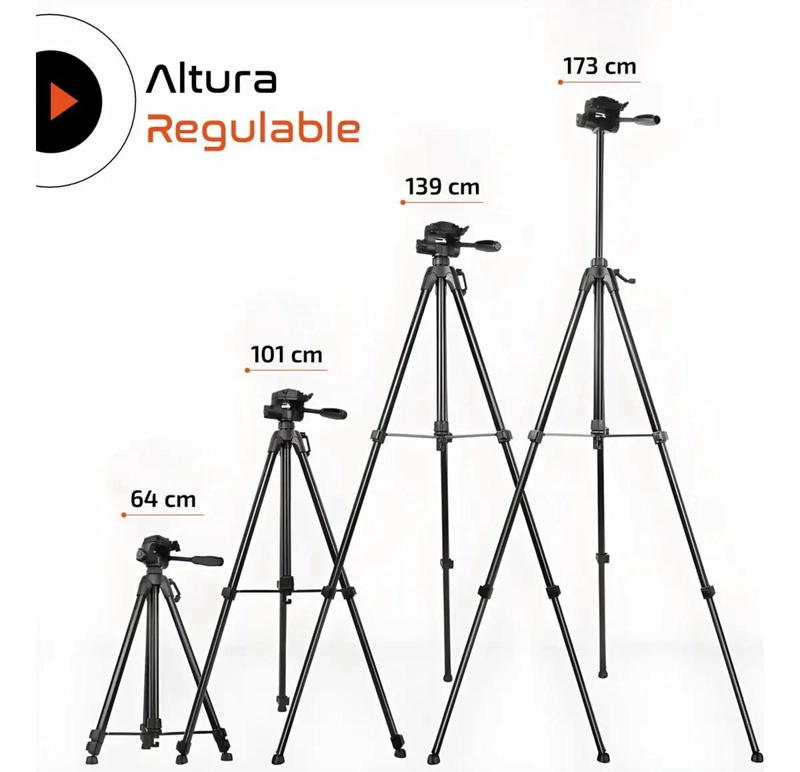 TRIPODE AJUSTABLE PARA CAMARA Y CELULAR CON ADAPTADOR - 3
