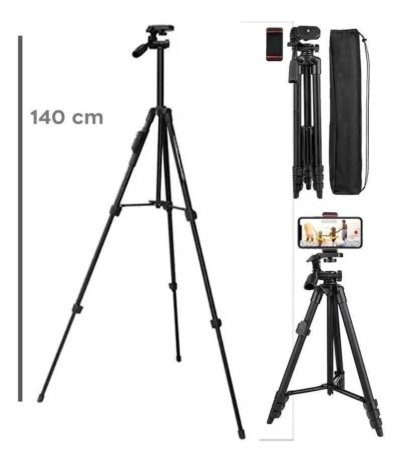 TRIPODE AJUSTABLE DE 140 CM PARA CAMARA Y CELULAR - 2