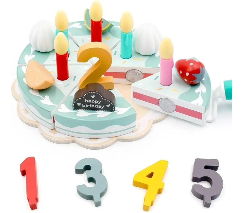 TORTA DE CUMPLEAÑOS JUGUETE DIDACTICO DE MADERA - 1
