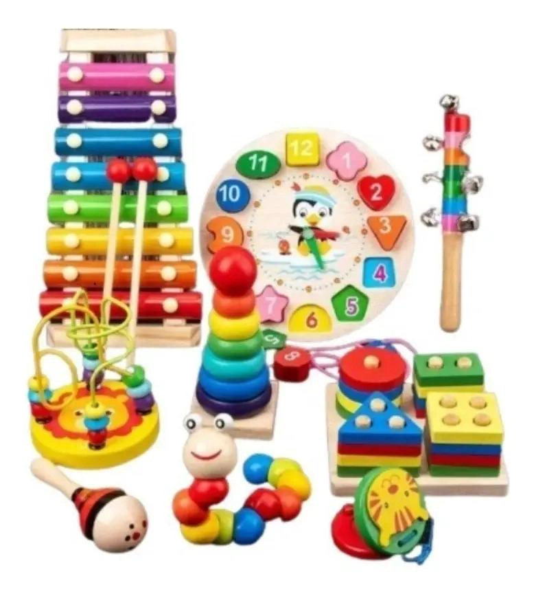 PACK 10 JUGUETES DIDACTICOS DE MADERA PARA NIÑOS - 1