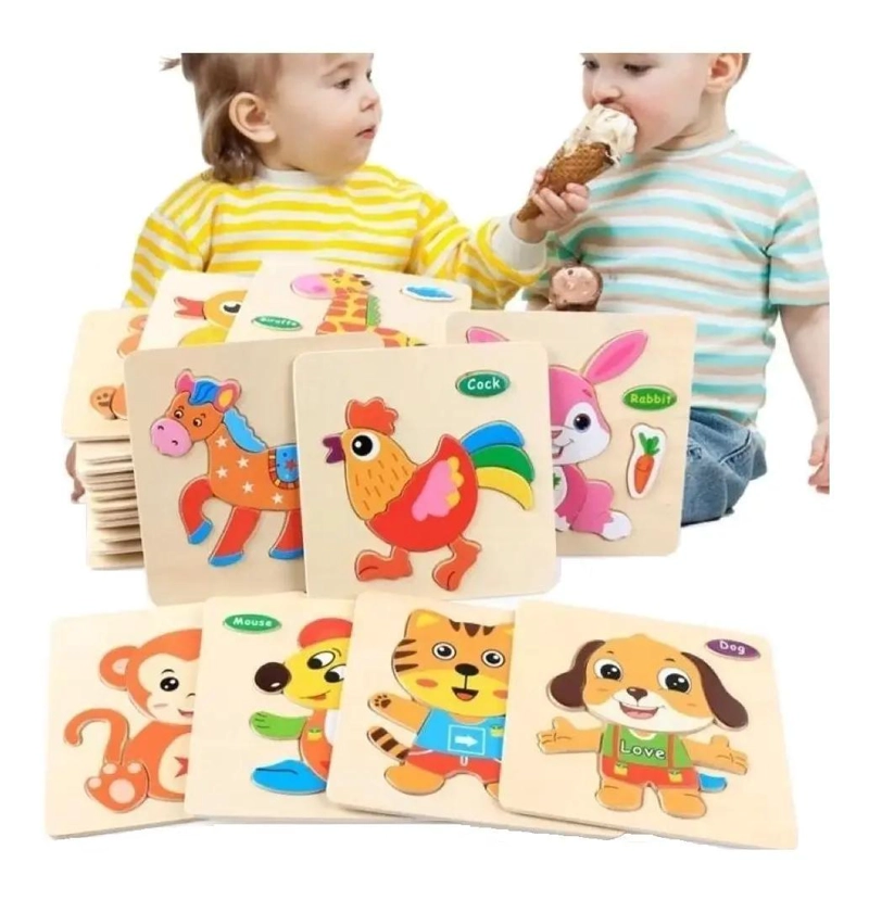 ROMPECABEZAS 3D DE MADERA PARA NIÑOS PACK 12 - 1