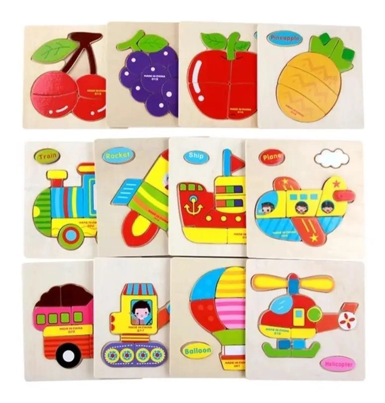 ROMPECABEZAS 3D DE MADERA PARA NIÑOS PACK 12 - 3