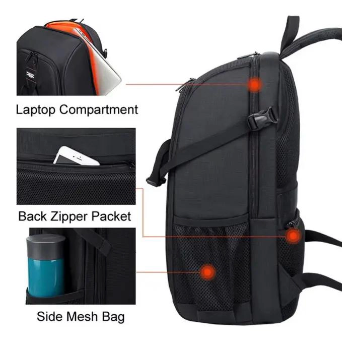 BOLSO MOCHILA GRIS PARA CAMARA DSLR Y MIRRORLESS IMPERMEB - 3