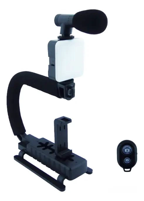 KIT ESTABILIZADOR PARA CELULAR CON LUZ, MICROFONO Y CONT. - 3