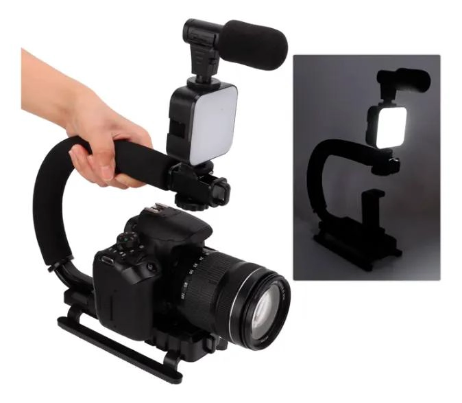KIT ESTABILIZADOR PARA CELULAR CON LUZ, MICROFONO Y CONT. - 5