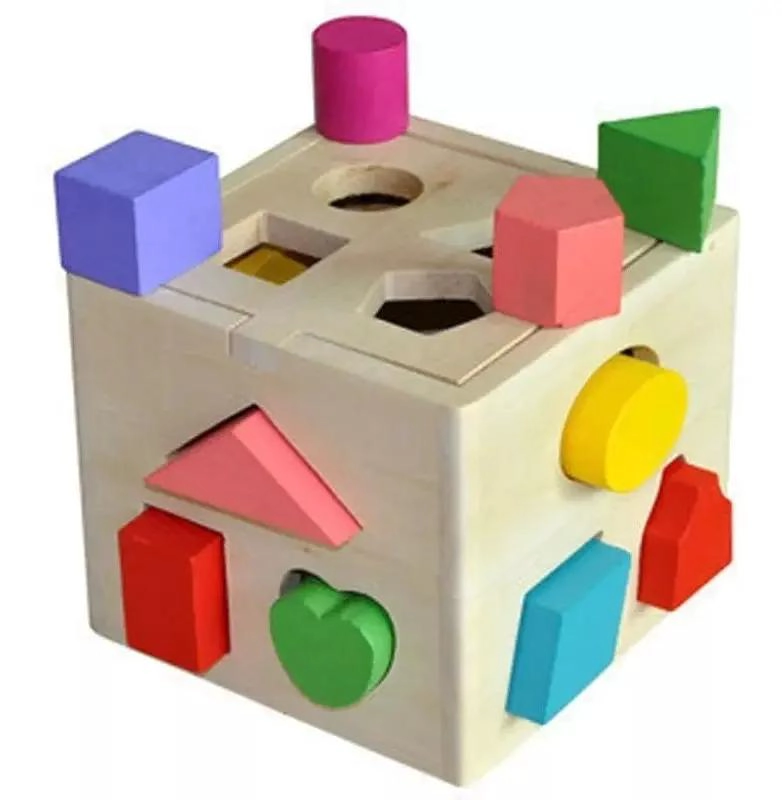 CUBO DE ENCAJE DIDACTICO DE MADERA CON 3 PUZZLES - 5