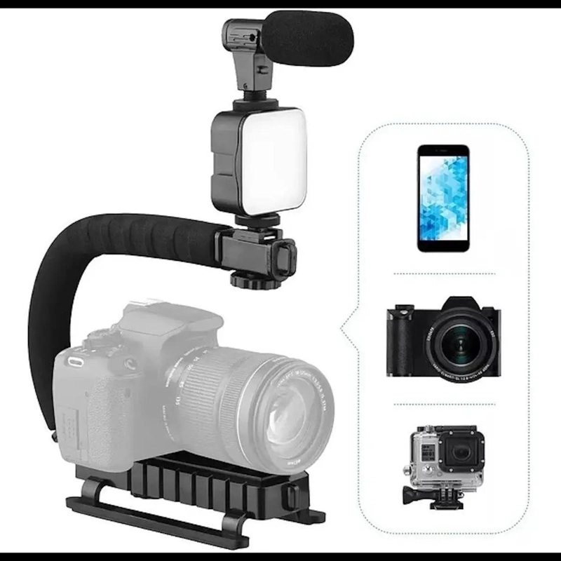 SOPORTE ESTABILIZADOR PARA CELULAR CON LUZ LED Y MICROFON - 2