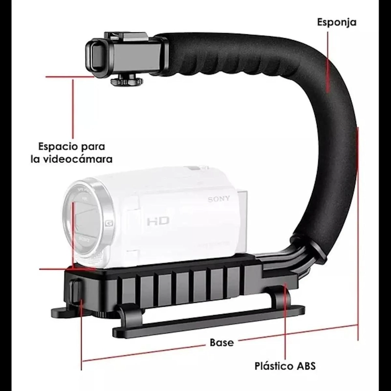 SOPORTE ESTABILIZADOR PARA CELULAR CON LUZ LED Y MICROFON - 5