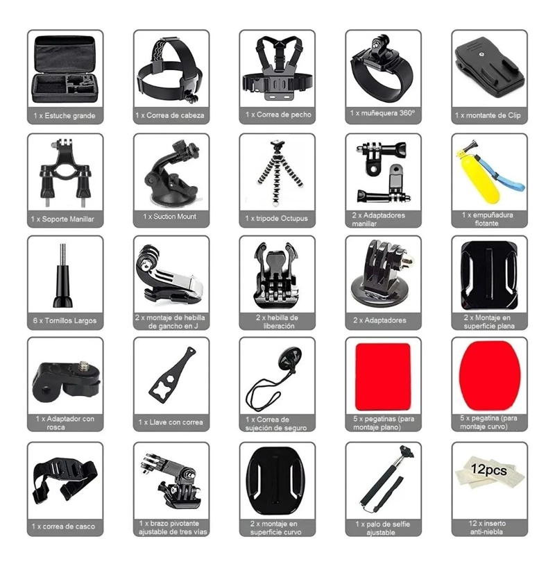 KIT UNIVERSAL 46 PIEZAS PARA CAMARA DE ACCION - 1