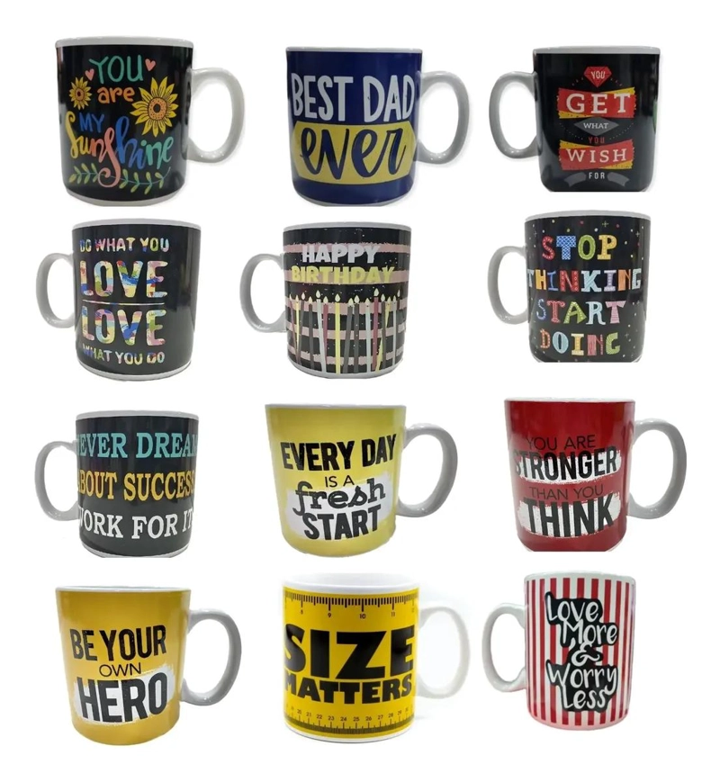 TAZON GIGANTE XL DE CERAMICA CON MENSAJES MOTIVACIONALES - 1