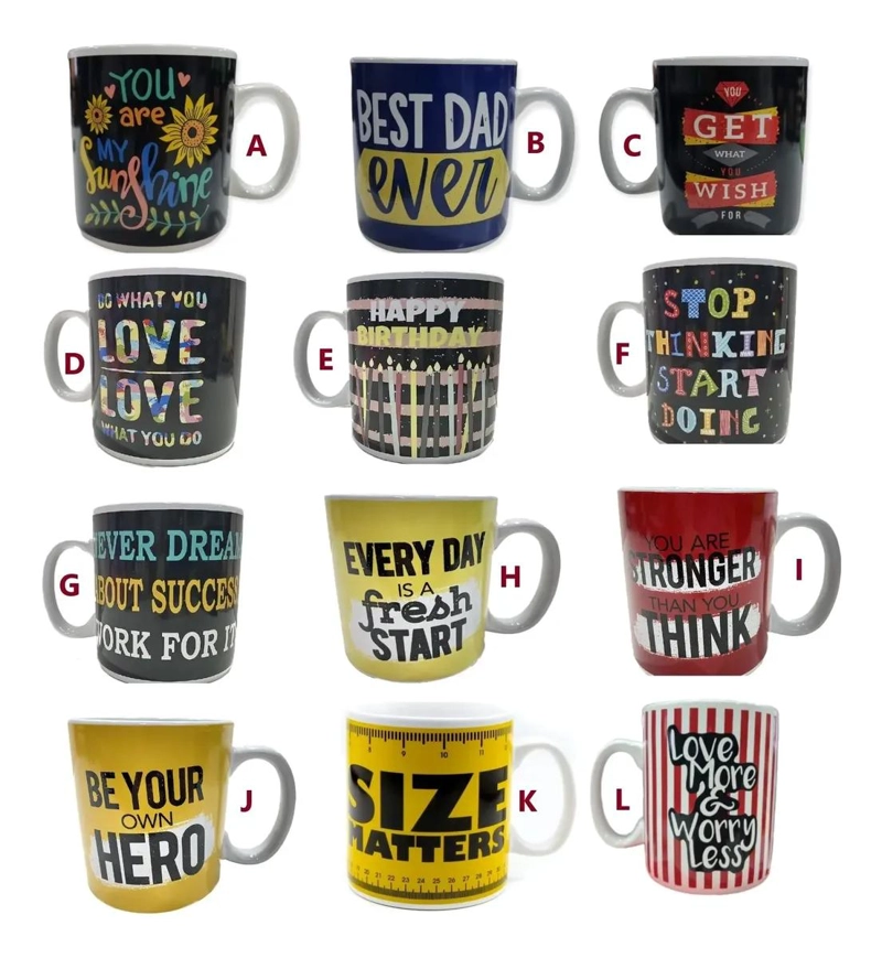 TAZON GIGANTE XL DE CERAMICA CON MENSAJES MOTIVACIONALES - 2