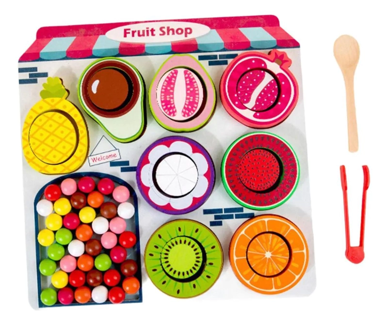 JUEGO DIDACTICO MONTESSORI DE FRUTAS EN MADERA - 1
