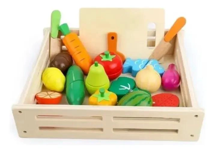 SET DE CORTA FRUTAS Y VERDURAS CON BASE DE MADERA 17 PIEZ - 1