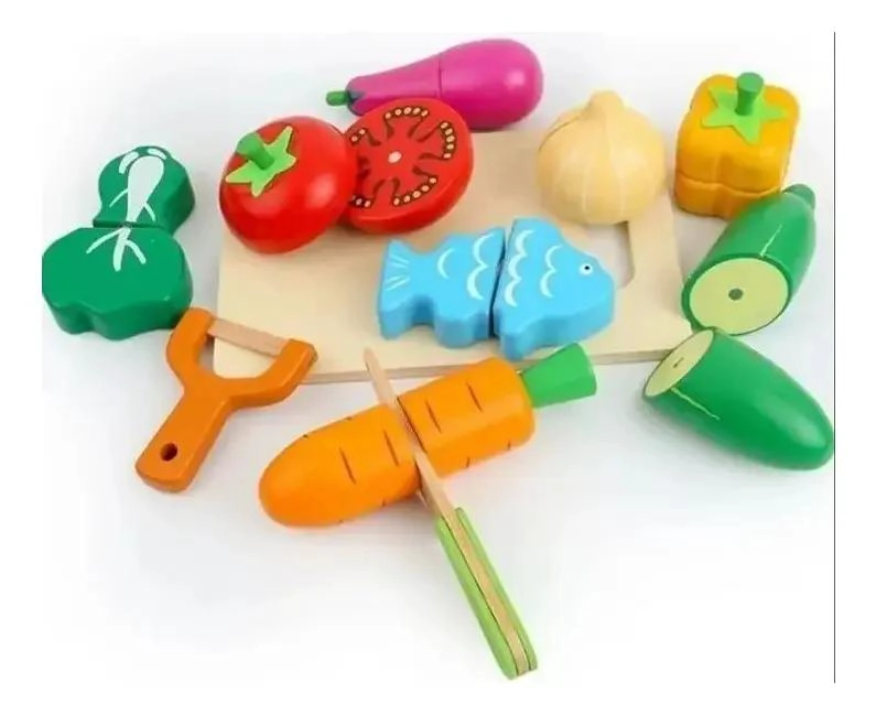 SET DE CORTA FRUTAS Y VERDURAS CON BASE DE MADERA 17 PIEZ - 2