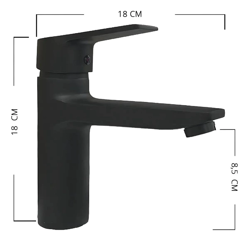 LLAVE MONOMANDO PARA LAVATORIO ACABADO MATE NEGRO - 4