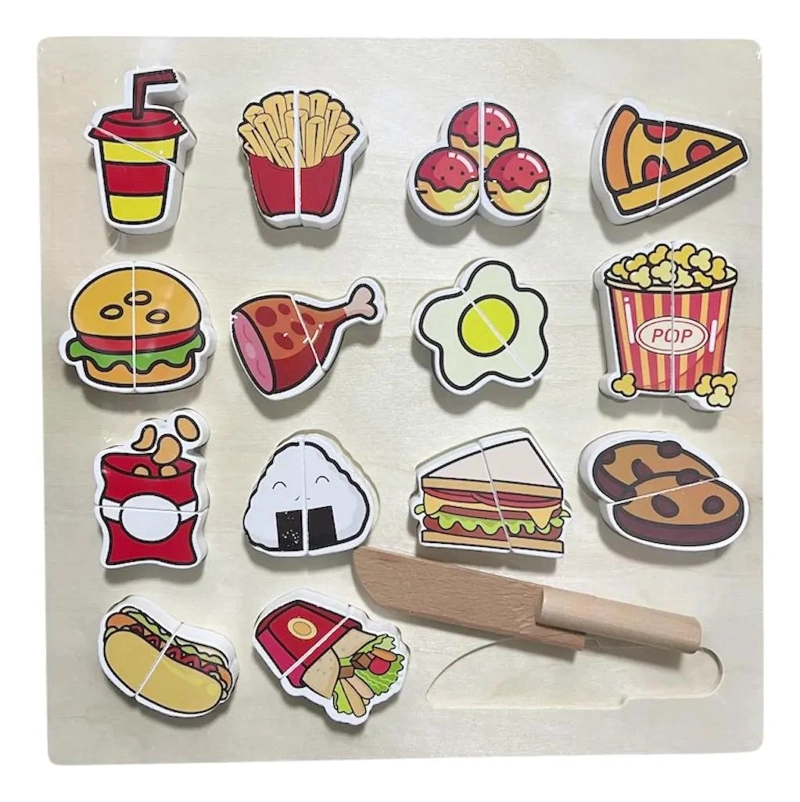 JUEGO DE COMIDA DE MADERA CON 15 PIEZAS Y IMANES - 4