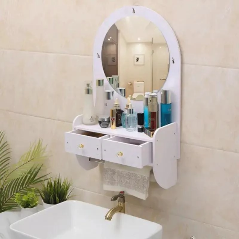 REPISA DE BAÑO CON ESPEJO Y CAJONES 70X40X12 CM - 1