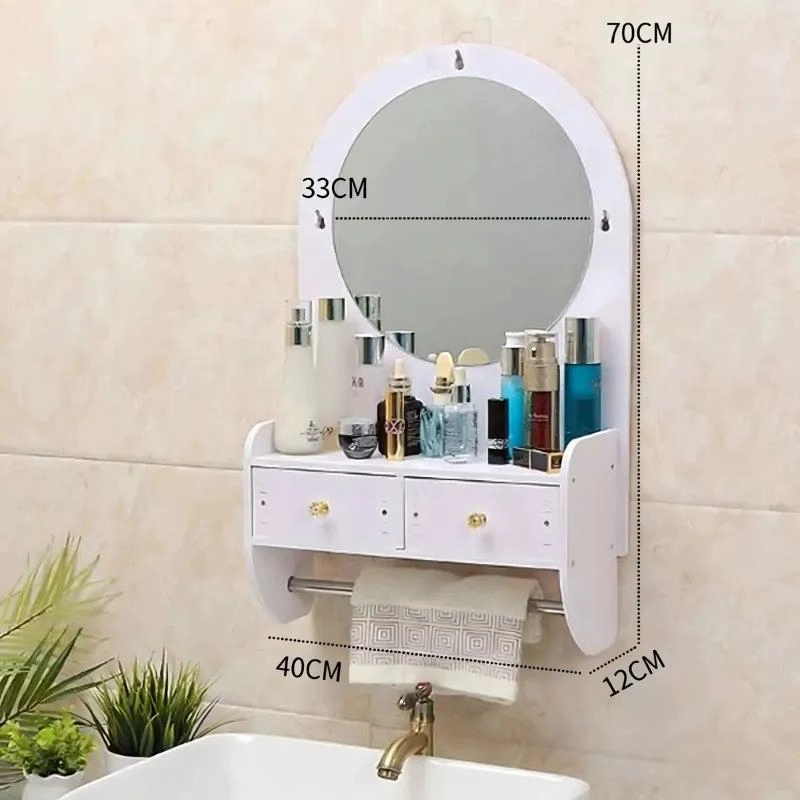 REPISA DE BAÑO CON ESPEJO Y CAJONES 70X40X12 CM - 2