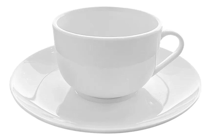 SET DE 6 TAZAS Y PLATO DE TE  PORCELANA 220CC - 1