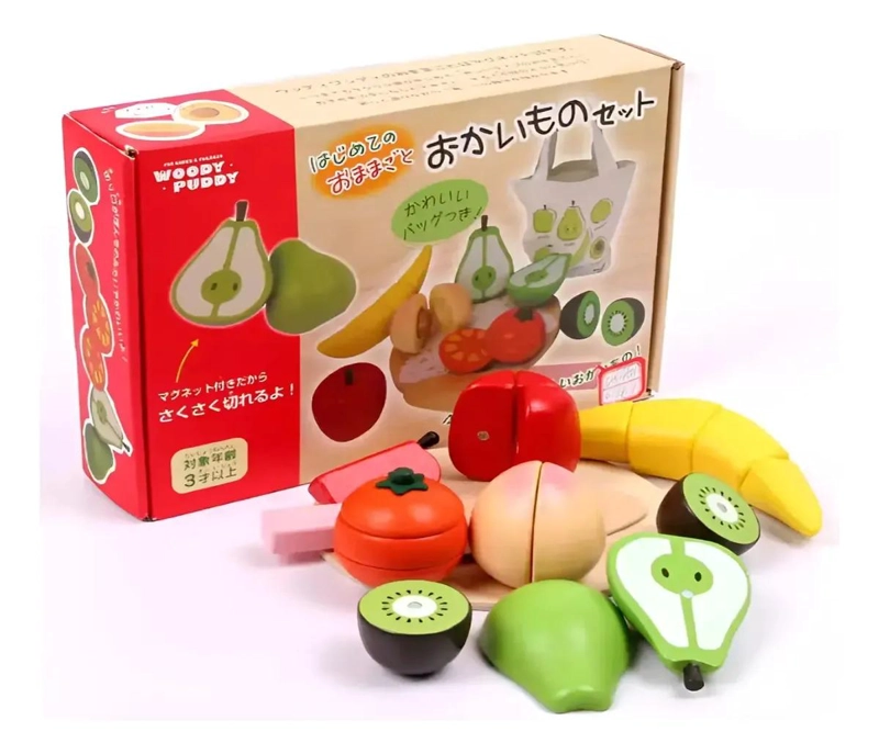 JUEGO DE FRUTAS Y VERDURAS DE MADERA 10 PIEZAS - 1