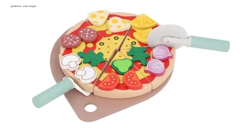 JUEGO DIDACTICO DE PIZZA DE MADERA PARA ARMAR Y CORTAR - 2
