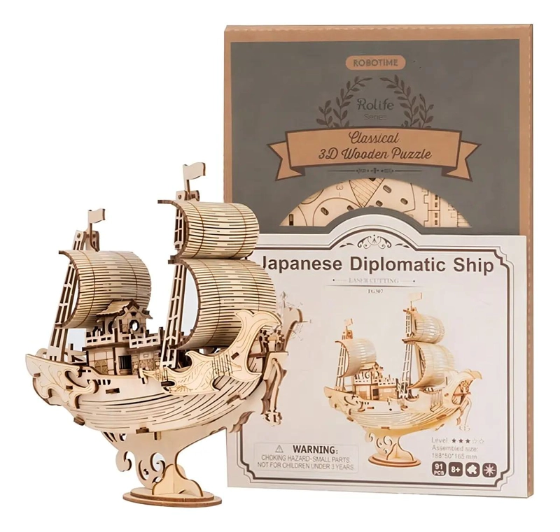 PUZZLE 3D DE MADERA BARCO DIPLOMATICO JAPONE S - 5