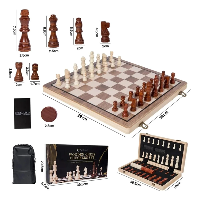 SET DE AJEDREZ MAGNE TICO DE MADERA 2 EN 1 - 2