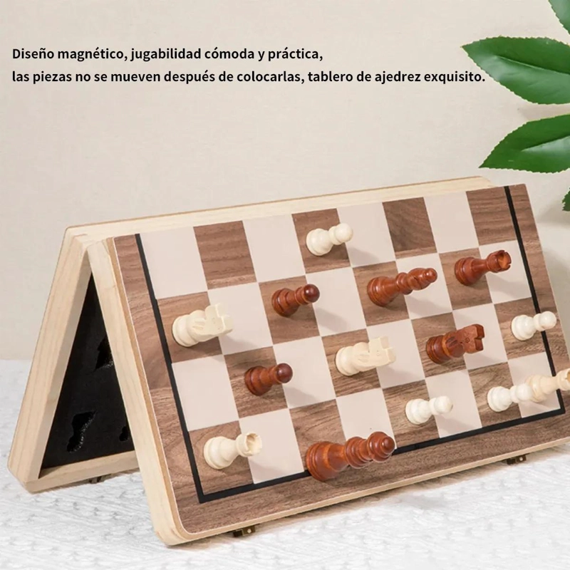 SET DE AJEDREZ MAGNE TICO DE MADERA 2 EN 1 - 4