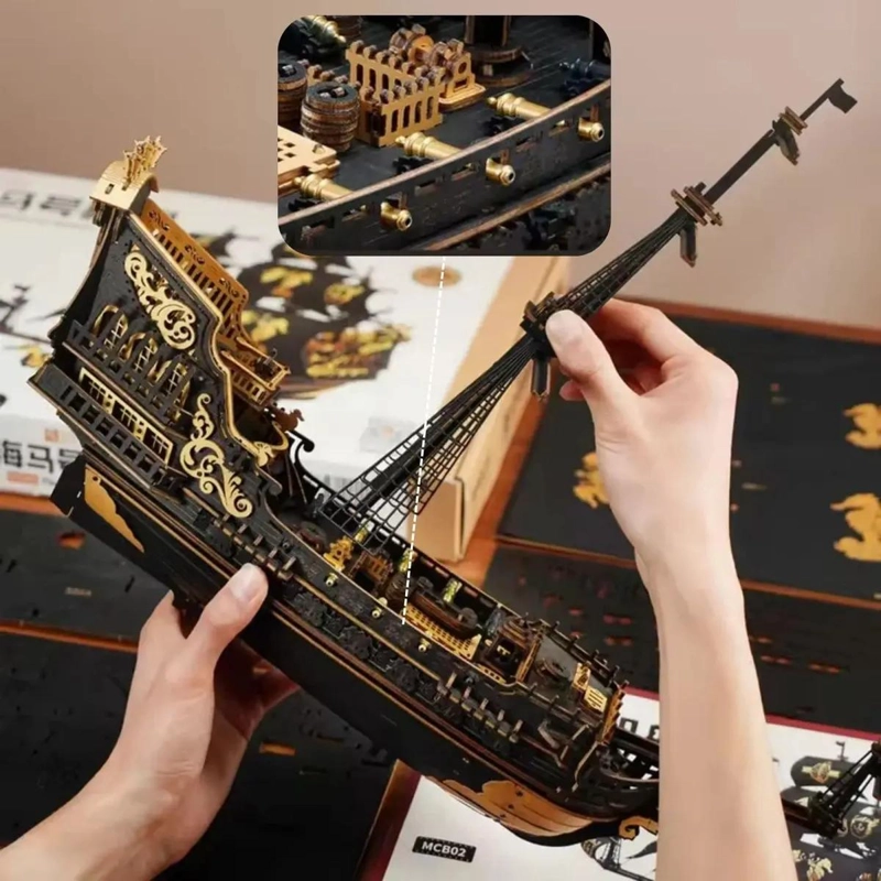 PUZZLE 3D BARCO PIRATA SEAHORSE BARQUE MODELO ESCALA - 4