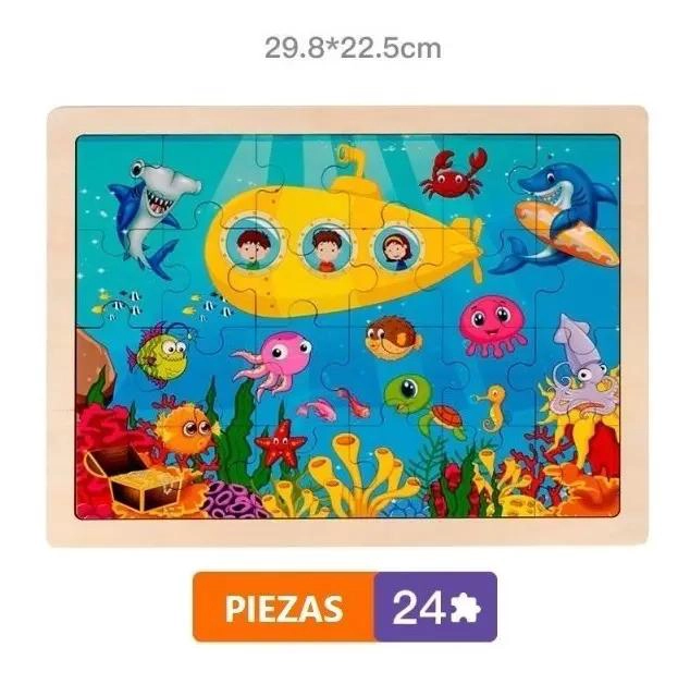 SET 4 PUZZLES DE MADERA MONTESSORI 24 PIEZAS - 2