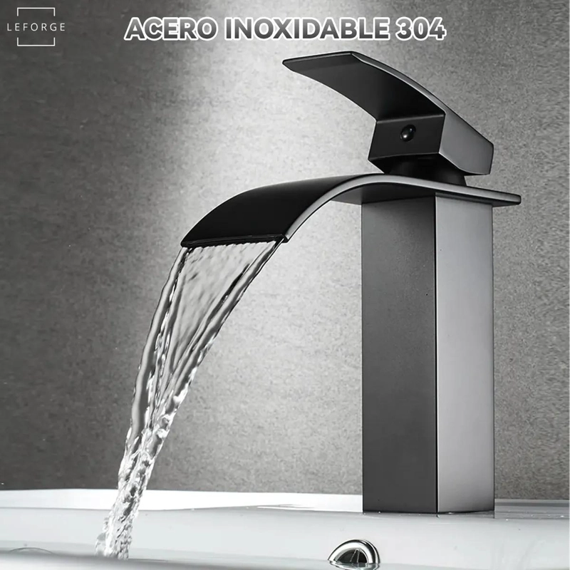 LLAVE MONOMANDO LAVAMANOS CASCADA ACERO INOXIDABLE - 2