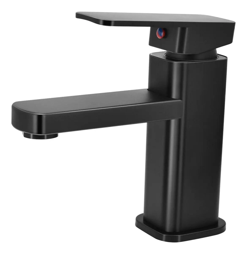 LLAVE MONOMANDO PARA LAVAMANOS NEGRA ACERO INOXIDABLE - 1
