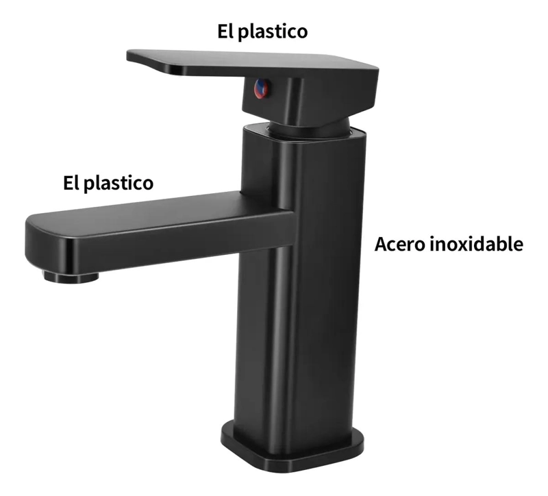 LLAVE MONOMANDO PARA LAVAMANOS NEGRA ACERO INOXIDABLE - 3